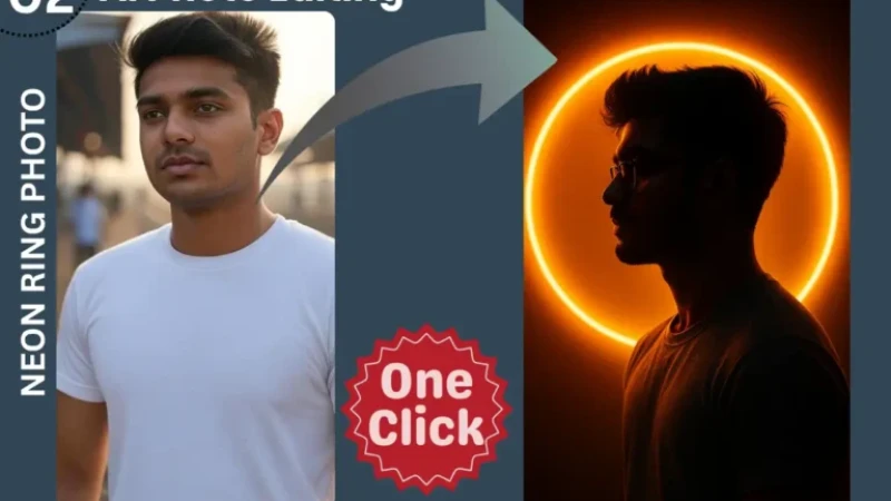 Dramatic Profile Portrait with Glowing Orange Neon Ring