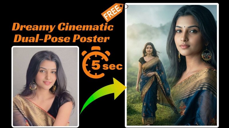 Create a Dreamy Cinematic Dual-Pose Poster from Your Photo